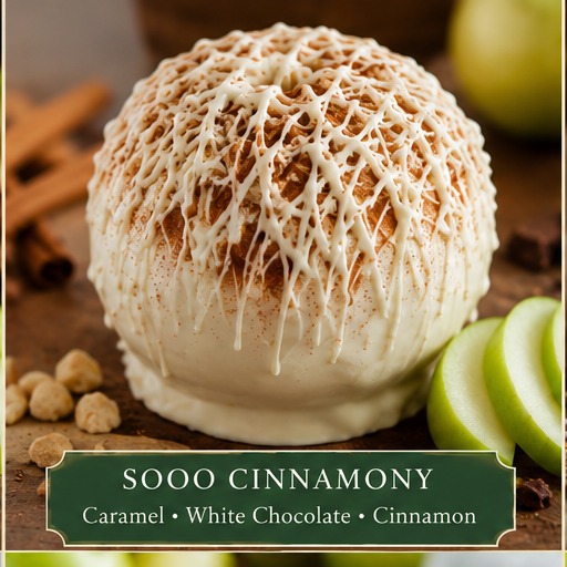 Sliced caramel apple showing caramel adhering to the fruit